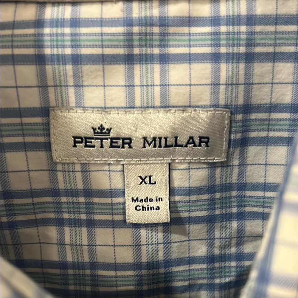 Peter Millar Blue and White Casual Button Down Shirt - Picture 2 of 2